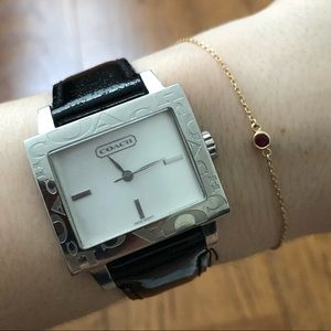 Coach Leather & Silver Watch